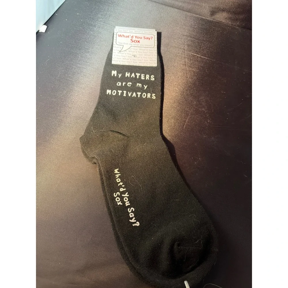 What'd You Say? Sox My Haters Are My Motivators Black Novelty Crew Socks WYS-15